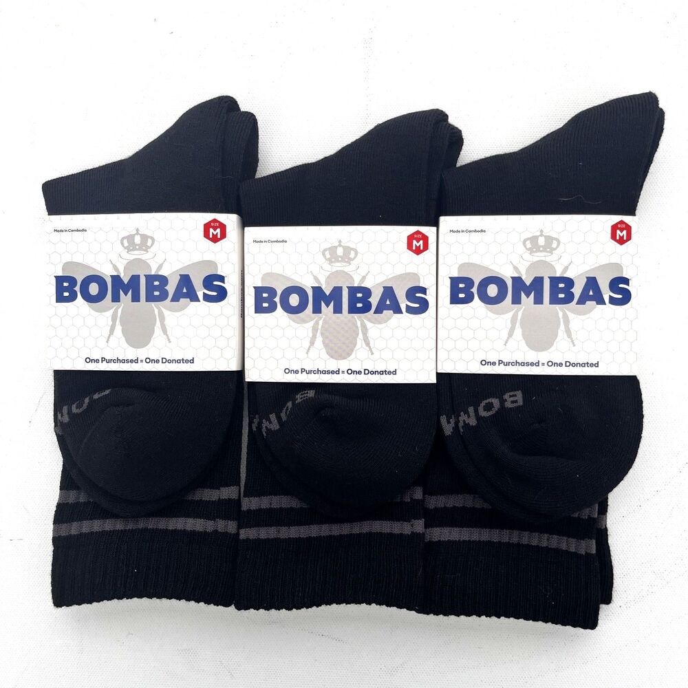 Bombas Half Calf Socks 3-Pair Bundle Black Size Medium Women 7-10 NWT